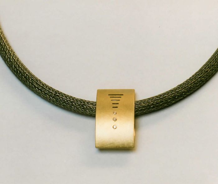 handgestrickte Schmuckkette 925/- Silber geschwärzt