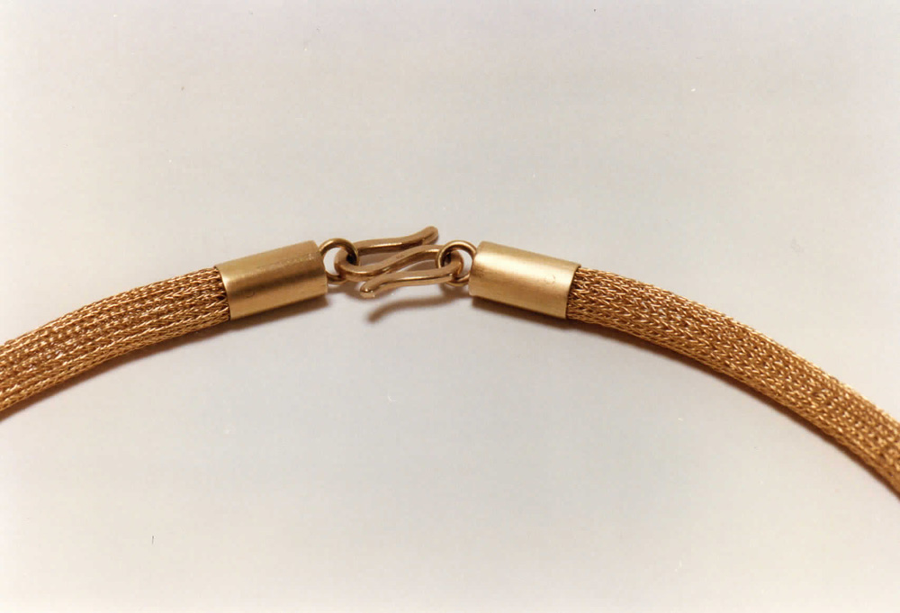 handgefertigte Strickkette 750/- Gelbgold mit Hakenverschluß